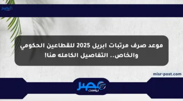 موعد صرف مرتبات إبريل 2025 للقطاعين الحكومي والخاص.. التفاصيل الكاملة هنا!